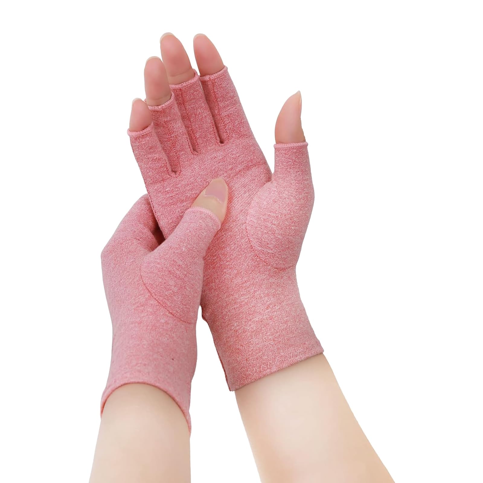 CUWERFO Fingerless Arhritis Compression, Compression Gloves for Women, Arthritis Gloves Women & Men, for Arthritis Pain Relief, Carpal Tunnel, Injuries(M, Pink)