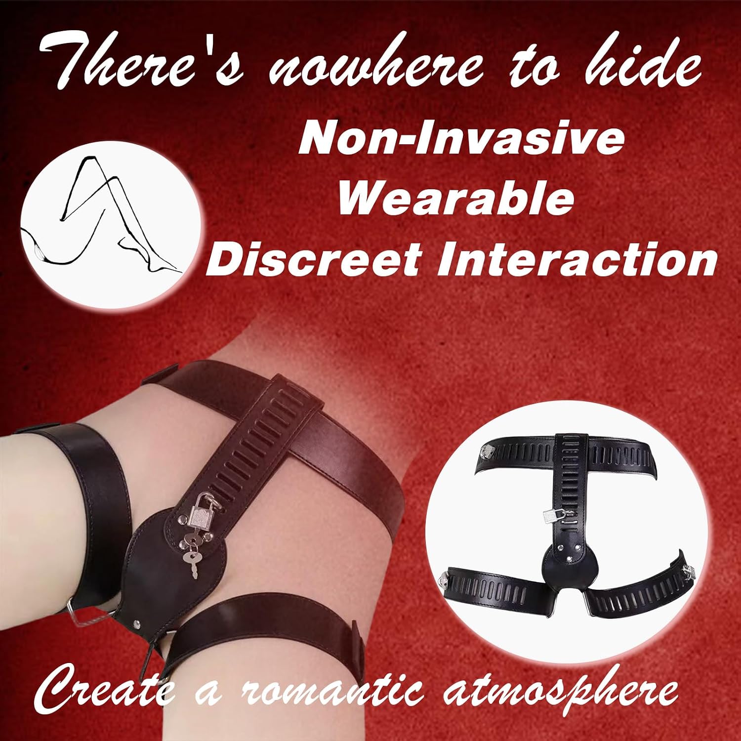 Chastity Belts with 4 Lock + 8 Keys PU Chastity Harness Adjustable Bondage Gear & Accessories Strap on Chastity Panties for Men Female Gay Role-Playing Underwear Panties Games Bed Restraints