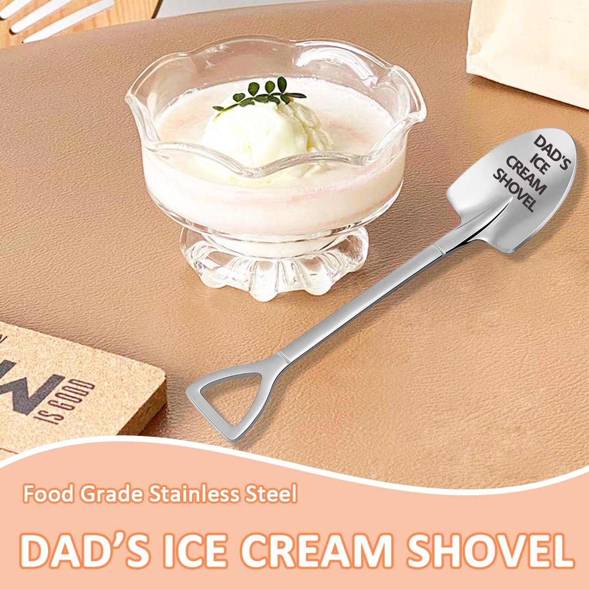 Dad's Ice Cream Shovel - Custom Engraved Stainless Steel Spoon, Father’s Day Gift Set With Card & Bag, Sentimental Present For Dad, Grandpa - View #4