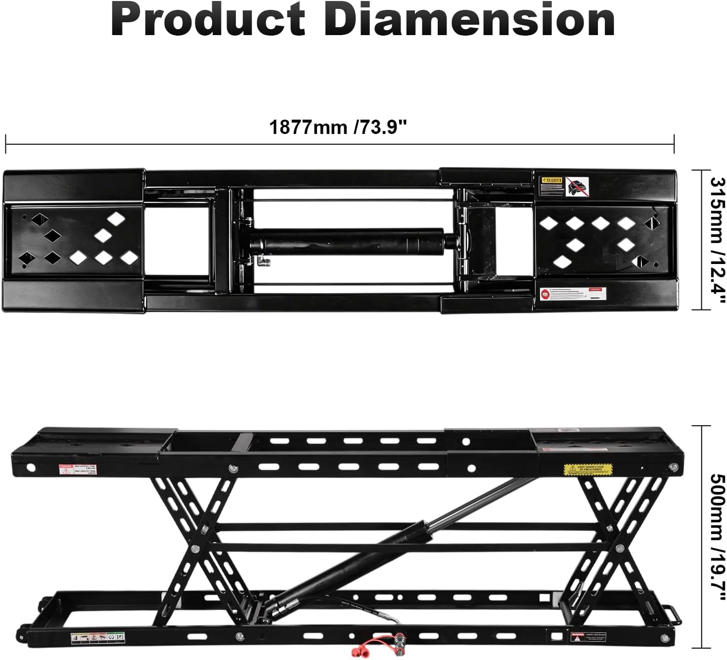 BILT HARD 8000 LBS Portable Car Lift, Heavy-Duty Hydraulic Quick Jack with 27.4" Max Lifting Height, Multi-Protection for Safety, Adjustable Scissor Lift with 110V 750W Power Unit for Sedans, SUVs