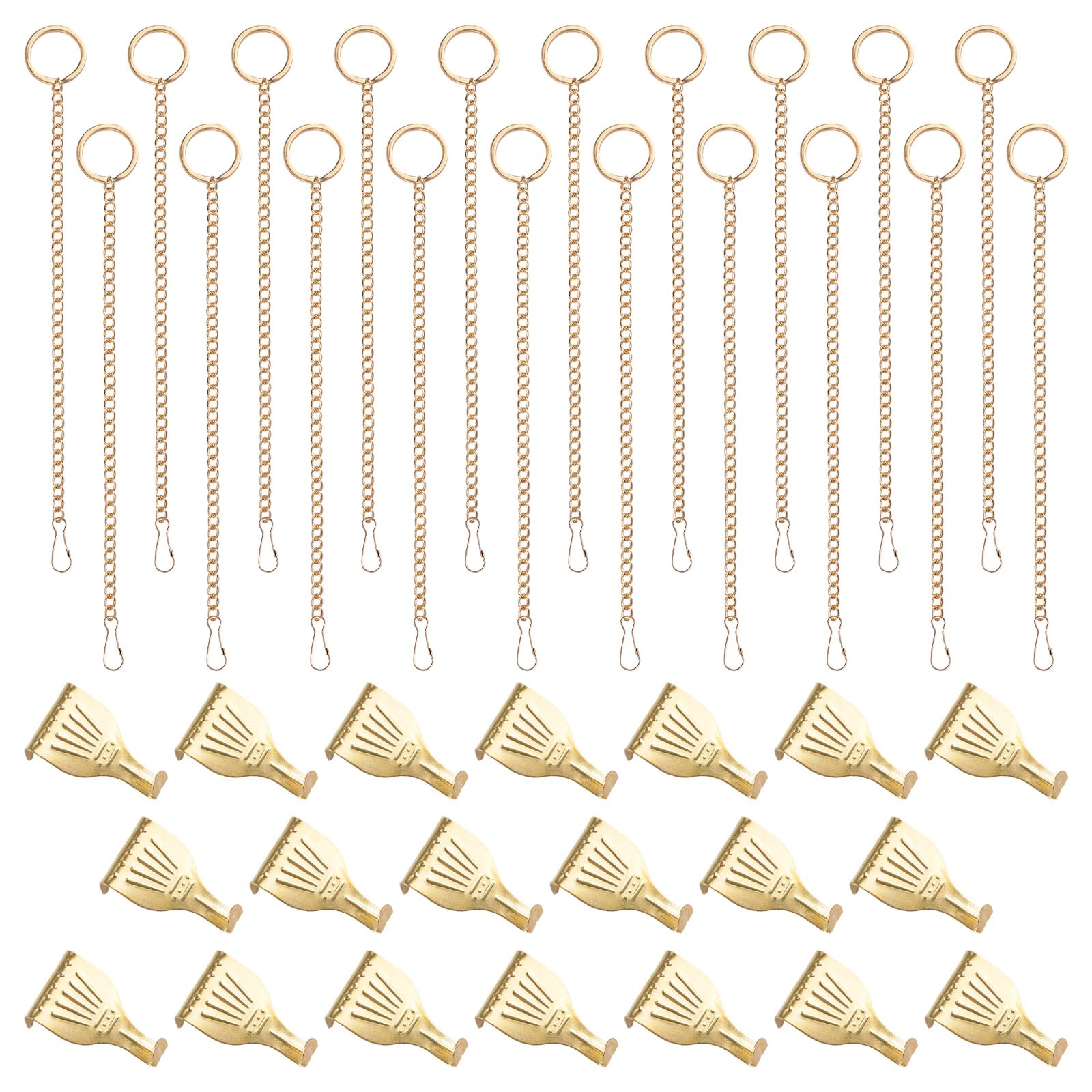UFURMATE Picture Hanging Kit 20Pcs Picture Rail Hooks with 20Pcs Chains, Metal Picture Display Hanging System for Wall Picture, Exhibition(Gold, 30CM)