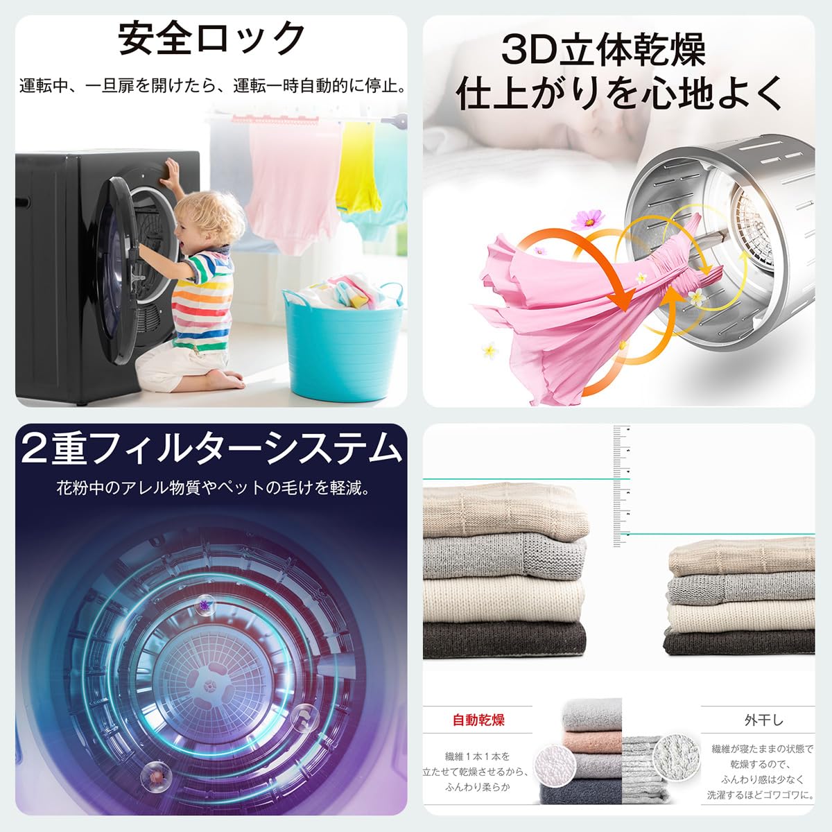 Amazon | Simpolu 小型 衣類乾燥機 3kg 除湿 壁掛け 布団乾燥機 自動