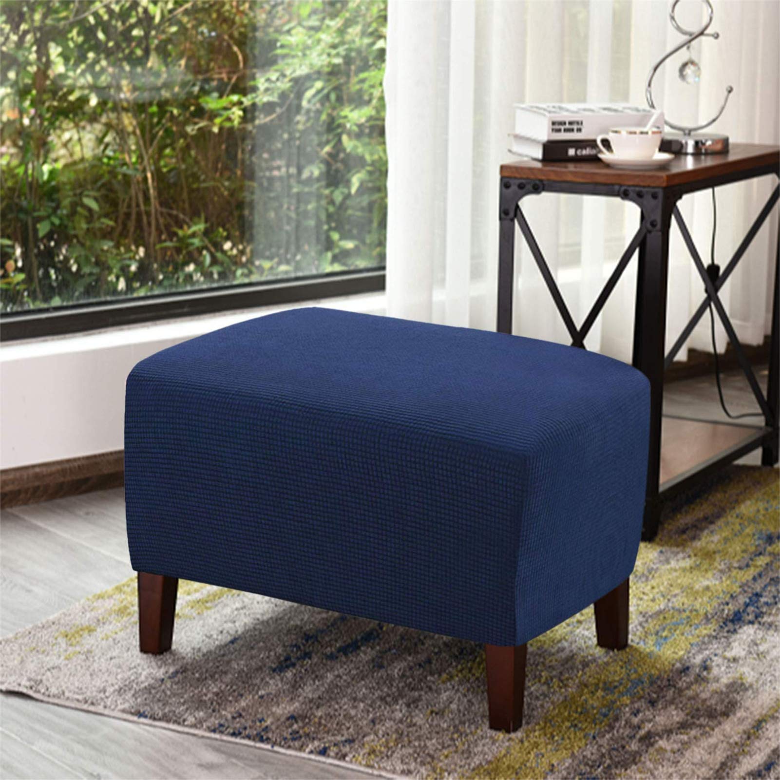 Aliuciku Ottomaanse hoes, WashableFoot Kruk Stretch Covers Verwijderbare Voetbank Bescherm Voetsteun Covers (Rood, X-Large