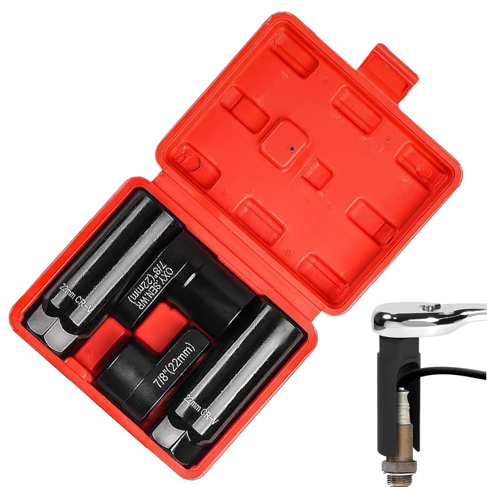 Muiltvoe O2 Sensor Socket Set, Car Removal and Installation Tool with Storage Case, Automotive Tool for Trailer RV Truck Sedan Pickup Oxygen Sensor Maintenance