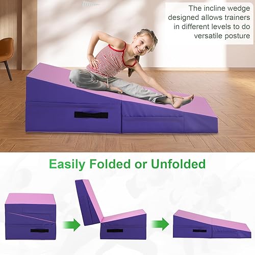 Miniatura 4 de Colchoneta de gimnasia inclinada para gimnasia plegable para interiores y exteriores, tapete de ejercicio en casa, gimnasio, yoga, con asa