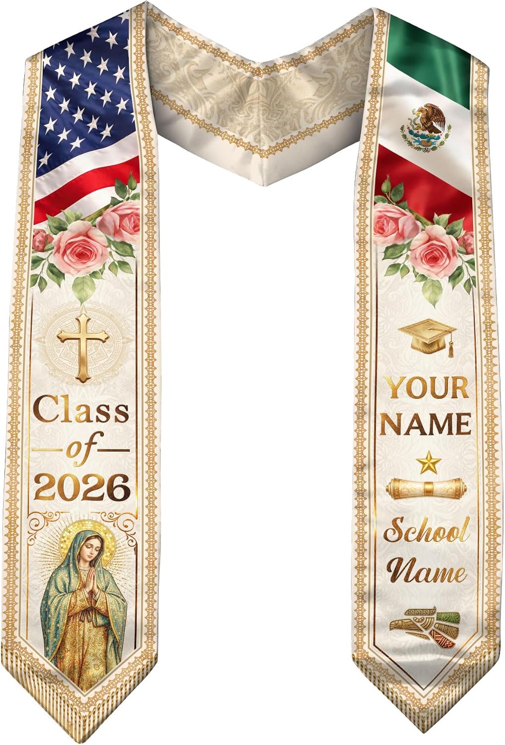 Custom Graduation Stole Mexico 2026, Class Of 2026, Mexican Graduation Sash, Mexican Stole
