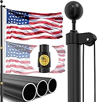 IIOPEHome 25FT Heavy Duty 14-Gauge Aluminum Flagpole Kit - Patented Wind-Resistant Rings, USA Flag, Complete Residential Setup