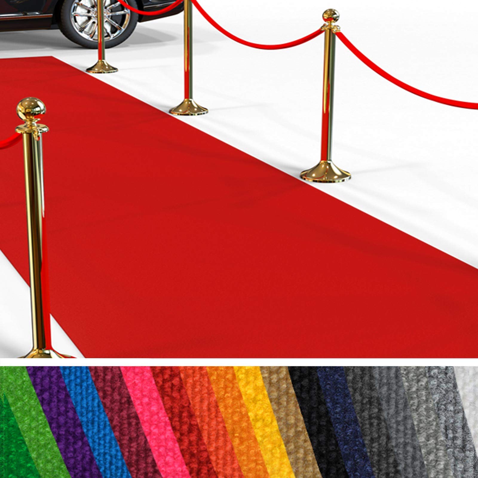 Floordirekt – Premium gangloper, bruiloftsloper, tapijtloper, meettapijt, VIP evenemententapijt | Polypropyleen | moeilijk ontvlambaar, antislip | 100 x 500 cm | rood 400