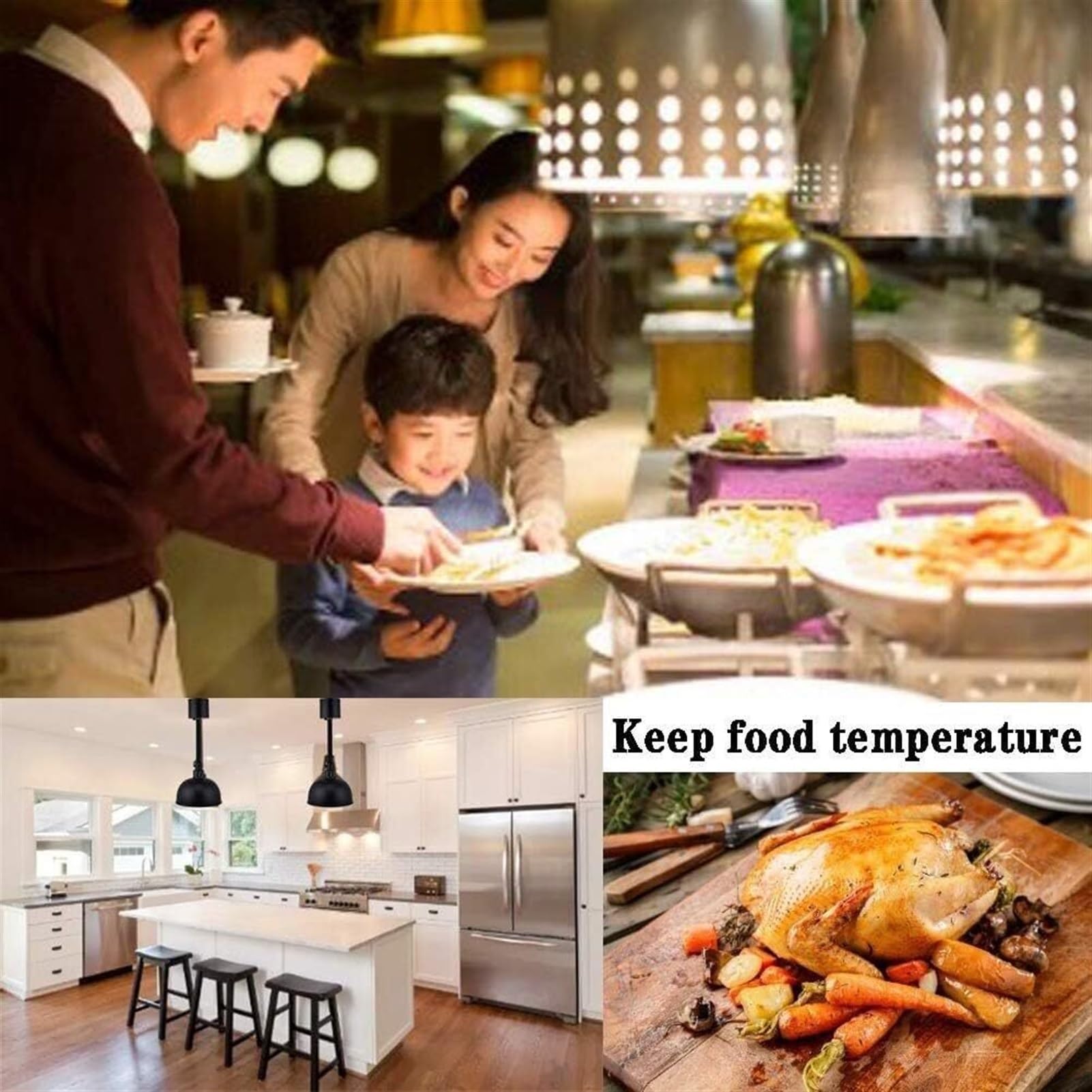 Lampada riscaldante for alimenti commerciale, lampada riscaldante for alimenti for stoviglie da cucina di hotel, lampada riscaldante for alimenti for ristorazione commerciale a buffet con testa singol