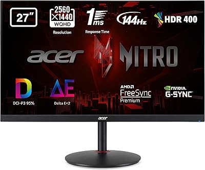 Acer Nitro XV272UPbmiiprzx LED Monitor Gaming FreeSync, 27 pollici, Display IPS 2K QHD, 144 Hz, 1 ms, HDMI 2.0, DP 1.4, USB3.0, Lum 350 (400 Peak) cd/m2, Speaker Integrati, Cavi HDMI, USB3.0 Inclusi