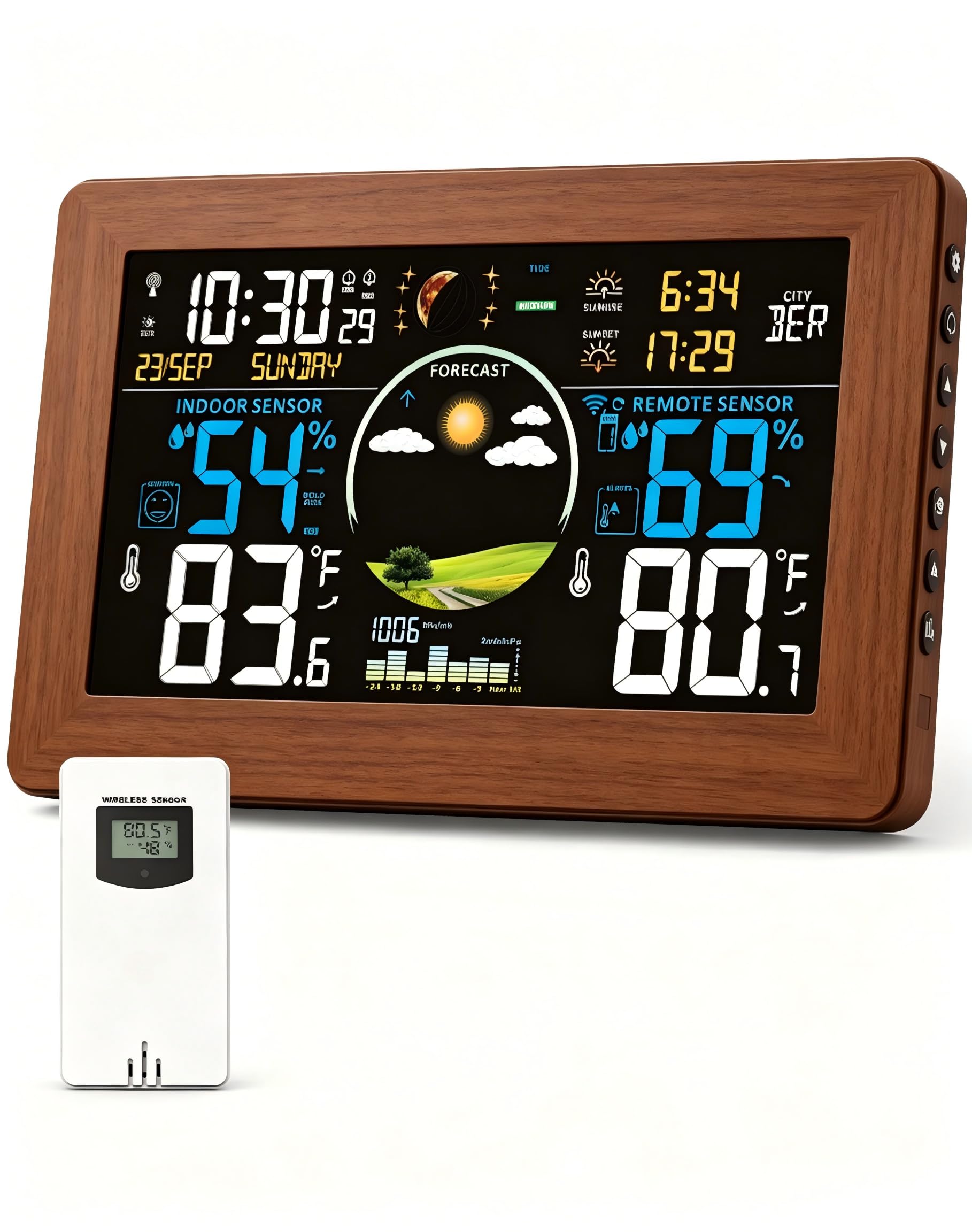 Zivron Weather Station Wireless Indoor Outdoor Thermometer, 7.5