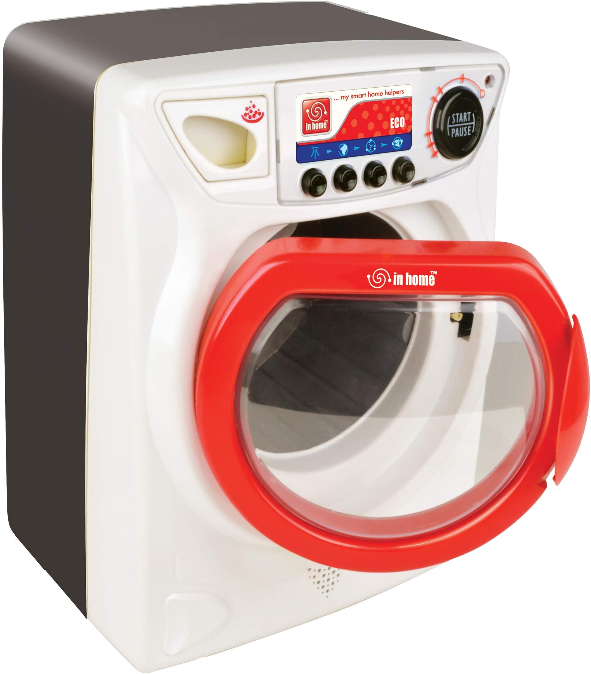 Red Box KidzCraft Realistic Toy Washing Machine with Spinning Drum Sound Effects & 4 Settings for Kids Role Play Fun