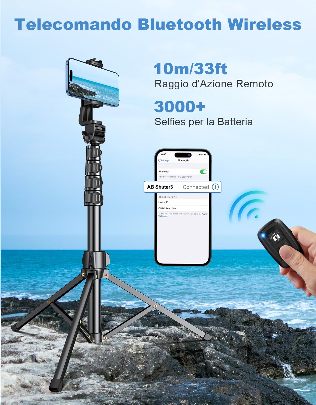 Treppiede Smartphone Da 177 Cm: Selfie Stick Con Telecomando, Leggero E Portatile Per Foto E Video