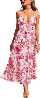 CUPSHE Womens Summer Dress Backless Cami Strap High Waist Pleats Long Sun Dress Casual Skinny Vacation Beach Maxi Dress