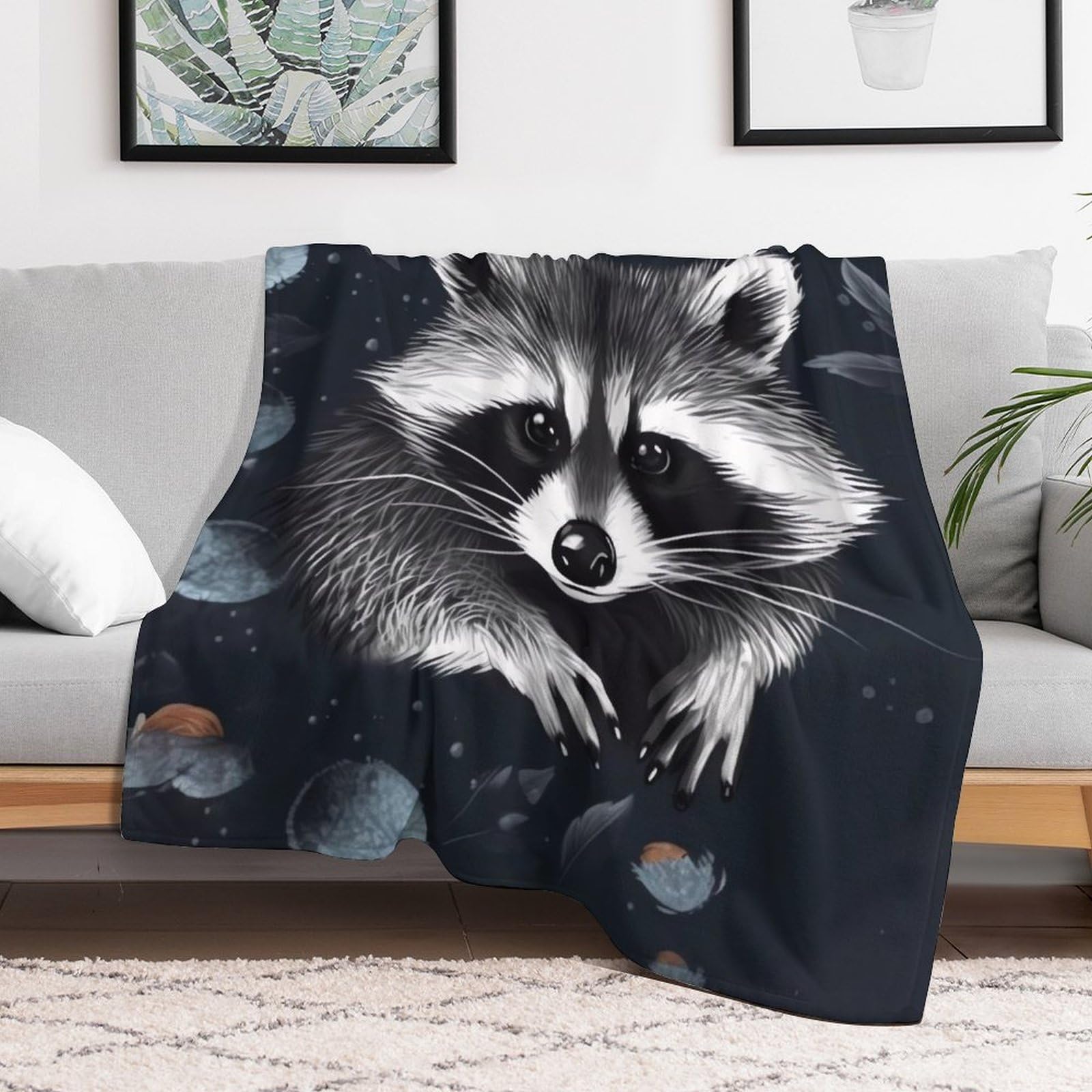Couverture raton laveur personnalisé en flanelle haut de gamme au toucher soyeux