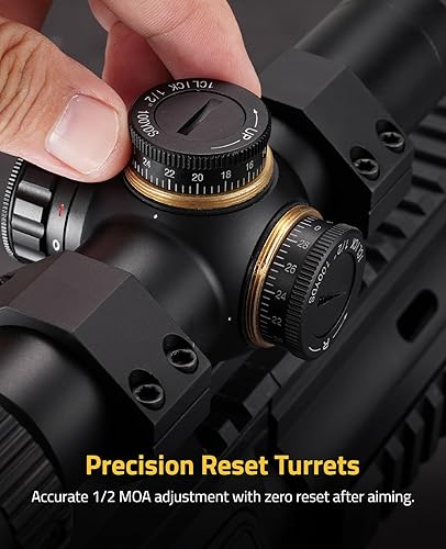 Miniatura 5 de CVLIFE EagleFeather LPVO Rifle Scope with 30mm Cantilever Mount, 5 Levels Red & Green Illumination Reticle, Second Focal Plane Scopes with Zero Reset