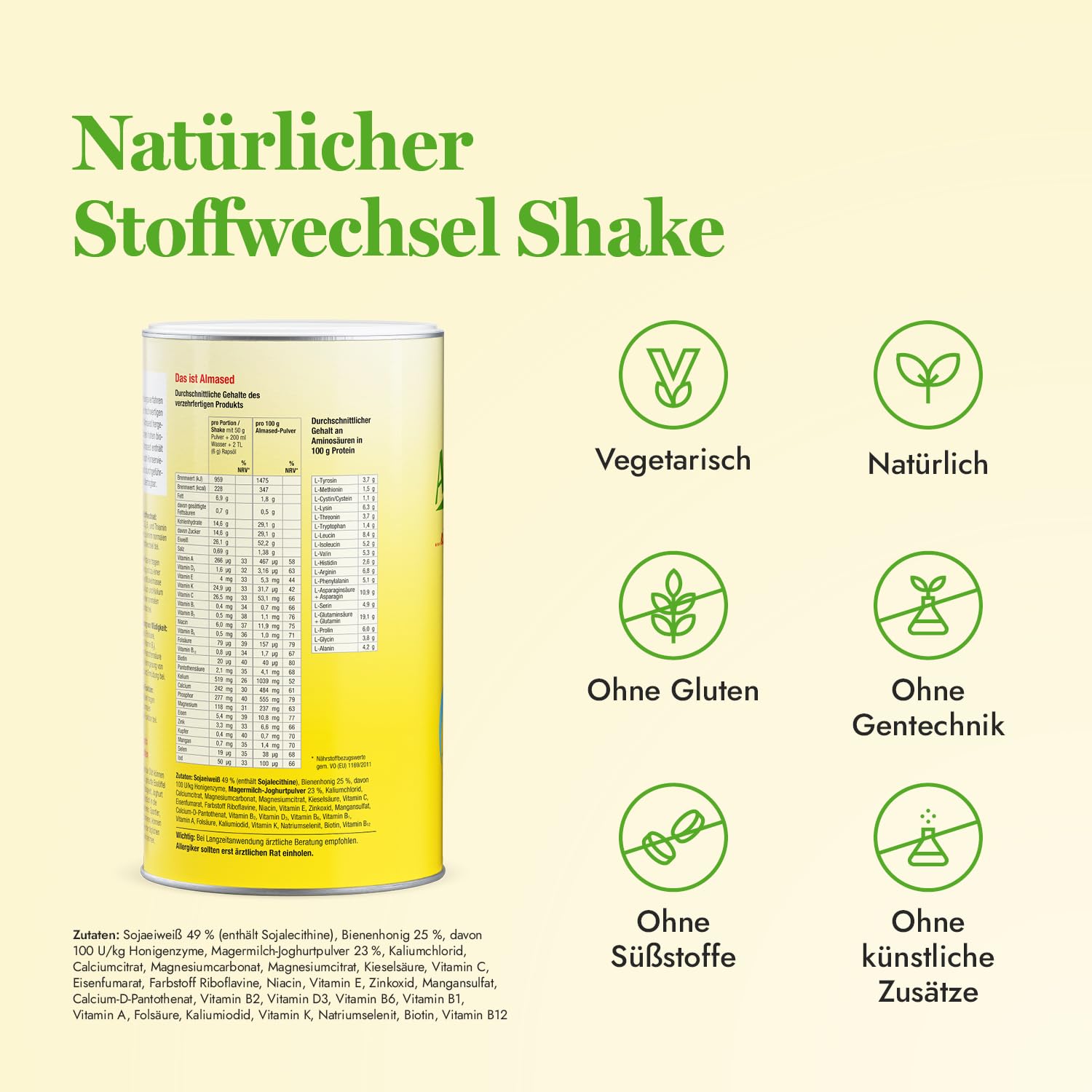 Almased Original Pulver für den Stoffwechsel – 3x 500g – Mahlzeitersatz für die Gewichtsreduktion – frei von künstlichen Zusätzen – vegetarisch und glutenfrei – 30 Portionen