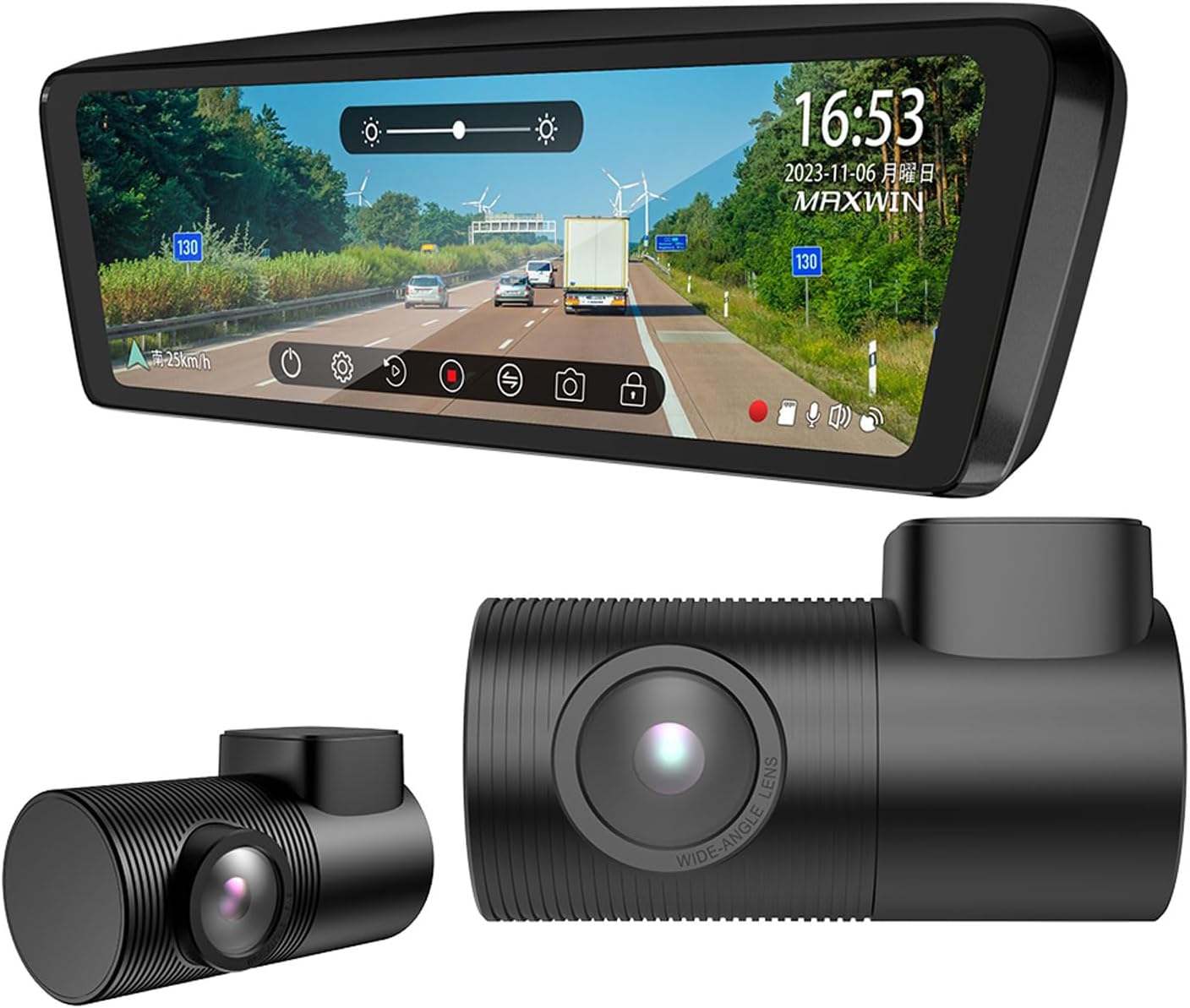 MAXWIN ドライブレコーダー ミラー型 純正ミラー交換 拡大縮小 ズーム 分離式 前後 2カメラ 分離型 同時録画 SONYセンサーIMX307採用 GPS 車内 MDR-C003B2