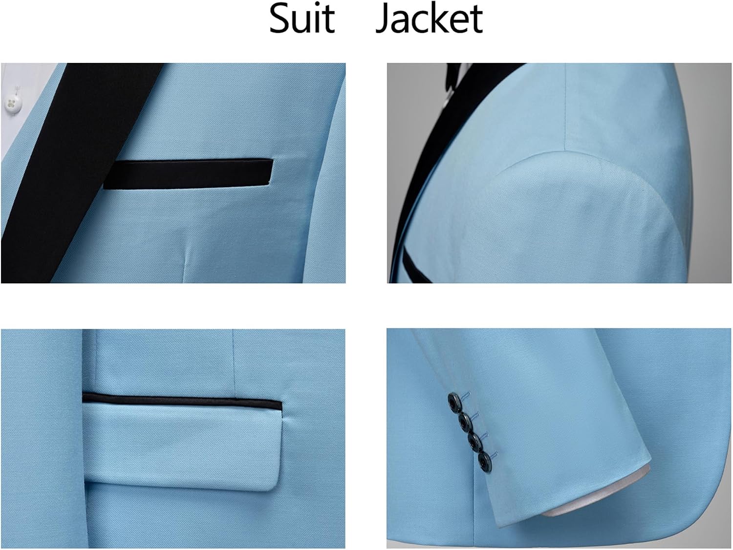 UNINUKOO Mens 3 Piece Suit Slim Fit Dress Tux Suits for Men Solid Color Wedding Classic Tuxedo Set