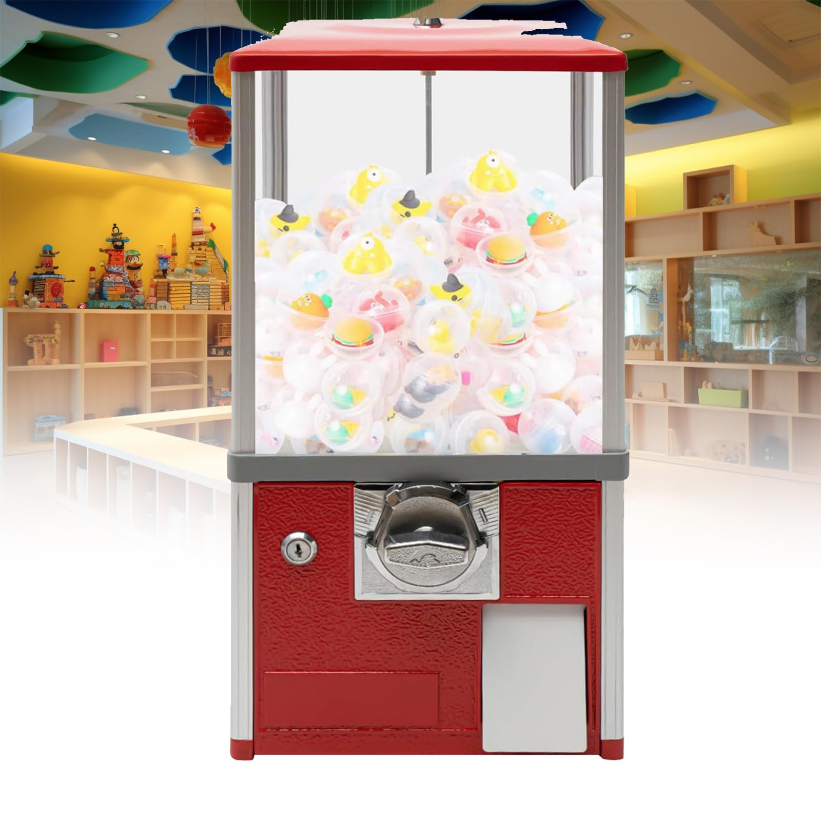 JJENXYYDS Machine Candy Gumball Machine,Big Capsule Vending Machine for Business,Toy Vending Machine Dispenser for Party Shopping Mall Supermarket for 1.77-1.97in Gadgets,Red