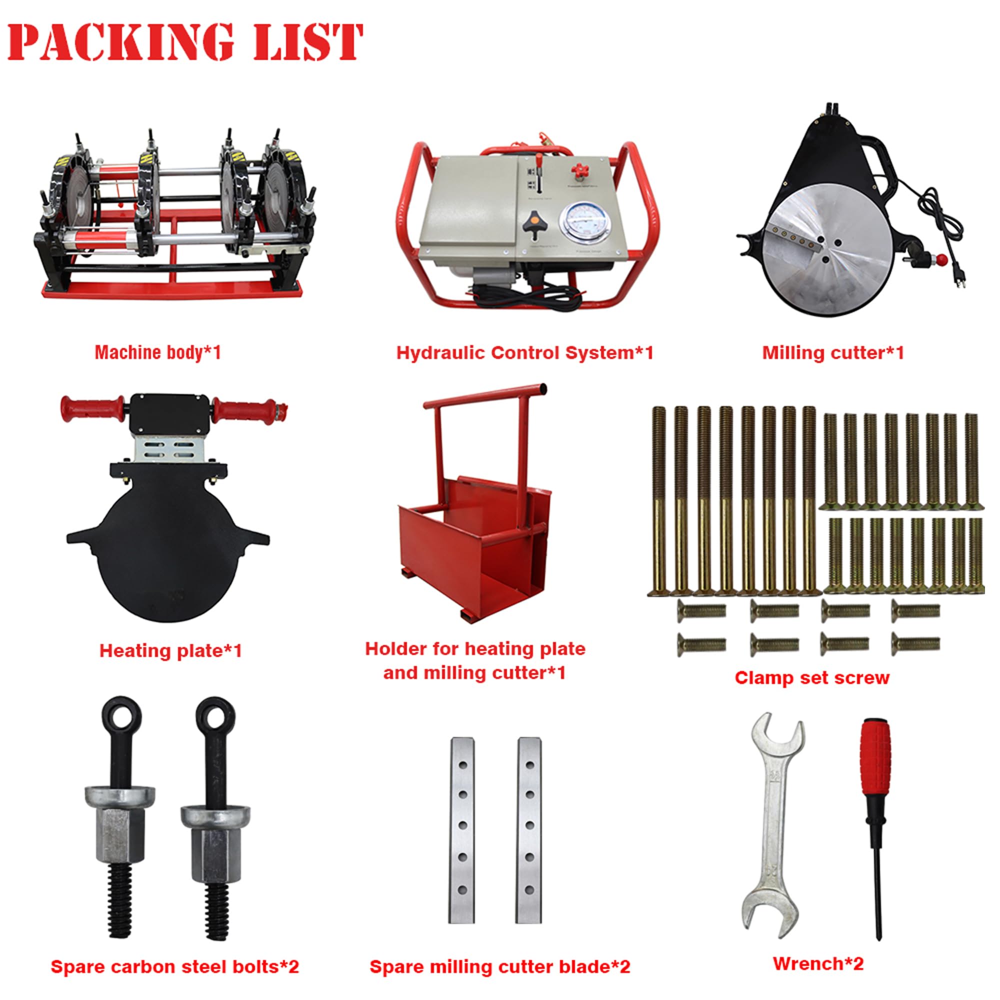 WYDDDARY Pipe Fusion Welder 4 Clamps Welding Machine for PP PE PB PVDF Butt Pipe Hand Crank Pipe Welder 3.54-9.84