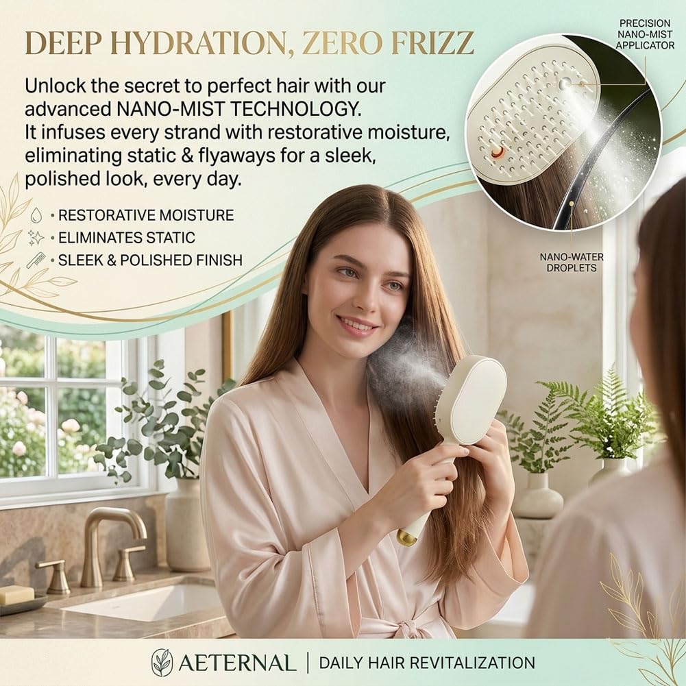 Electric Spray Air Cushion Massage Comb, Electric Hair Brush Women with Water Spray, 3-in-1 Anti-Static Detangling Comb & Air Cushion Massage for Smoothing Styling & Frizz Control (2PCS B)