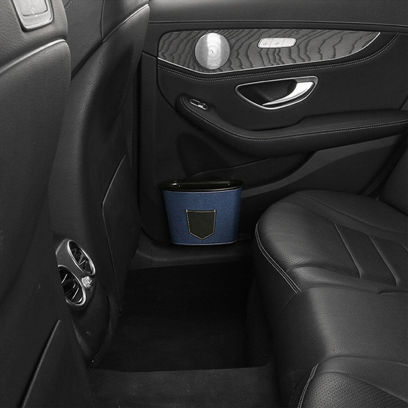 Pattumiera Per Auto In Pelle Pieghevole - Organizer Spazzatura Con Rotolo - Marrone, 15x14x7 Cm