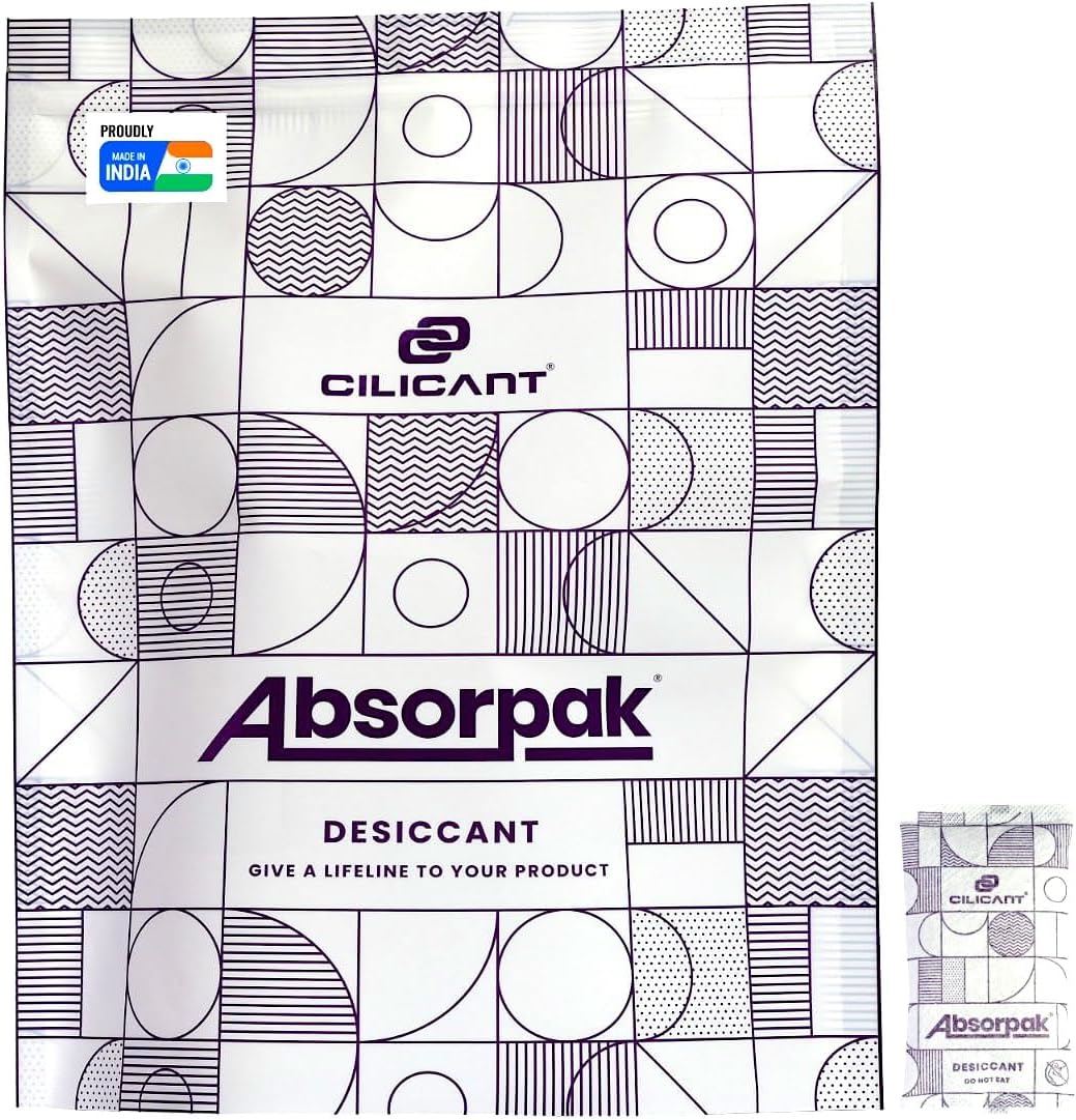 Absorpak Desiccant Packs - Silica Gel Packets Moisture Control - 100 pcs Large (10g each) - Silica Packets for Shoes, Clothes, Electronics, Moisture Absorbers for Food Pantries & Households