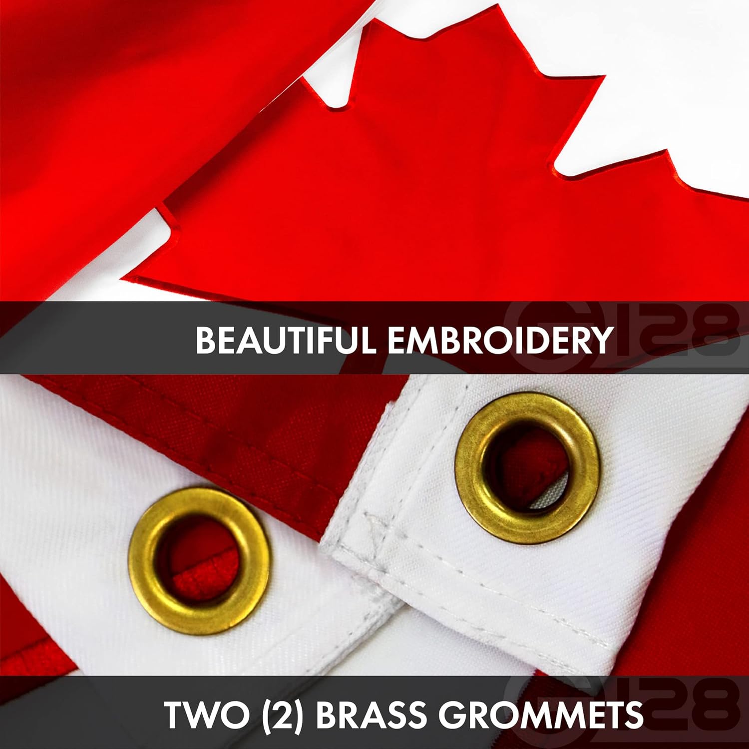 G128 Combo Pack: USA American Flag 3x5 Ft Embroidered Stars & Canada Flag 3x5 Ft Embroidered Double Sided 3ply