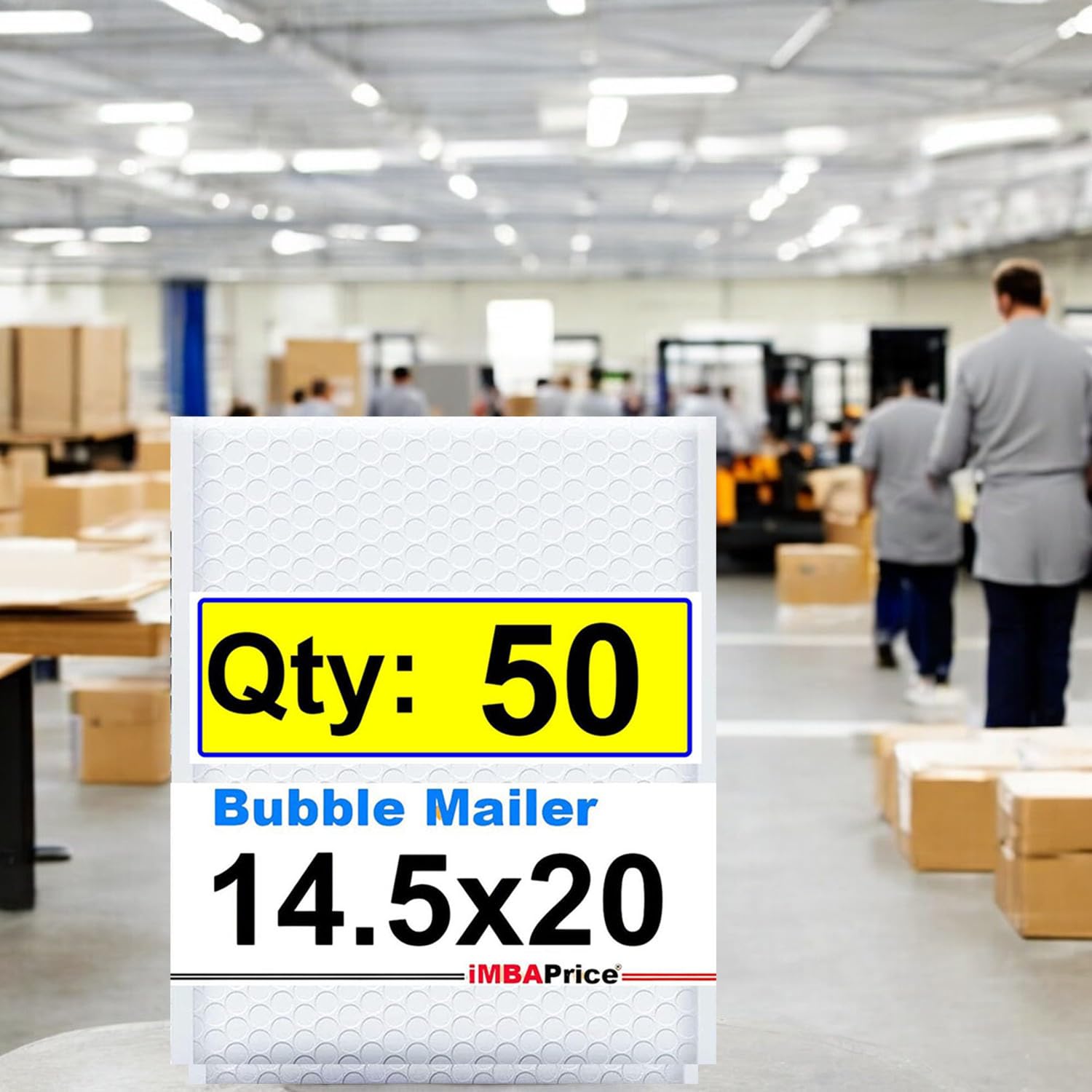 iMBAPrice 50-Pack #7 (14.25" x 20") Premium Pure White Color Self Seal Poly Bubble Mailers Padded Shipping Envelopes (Total 50 Bags)