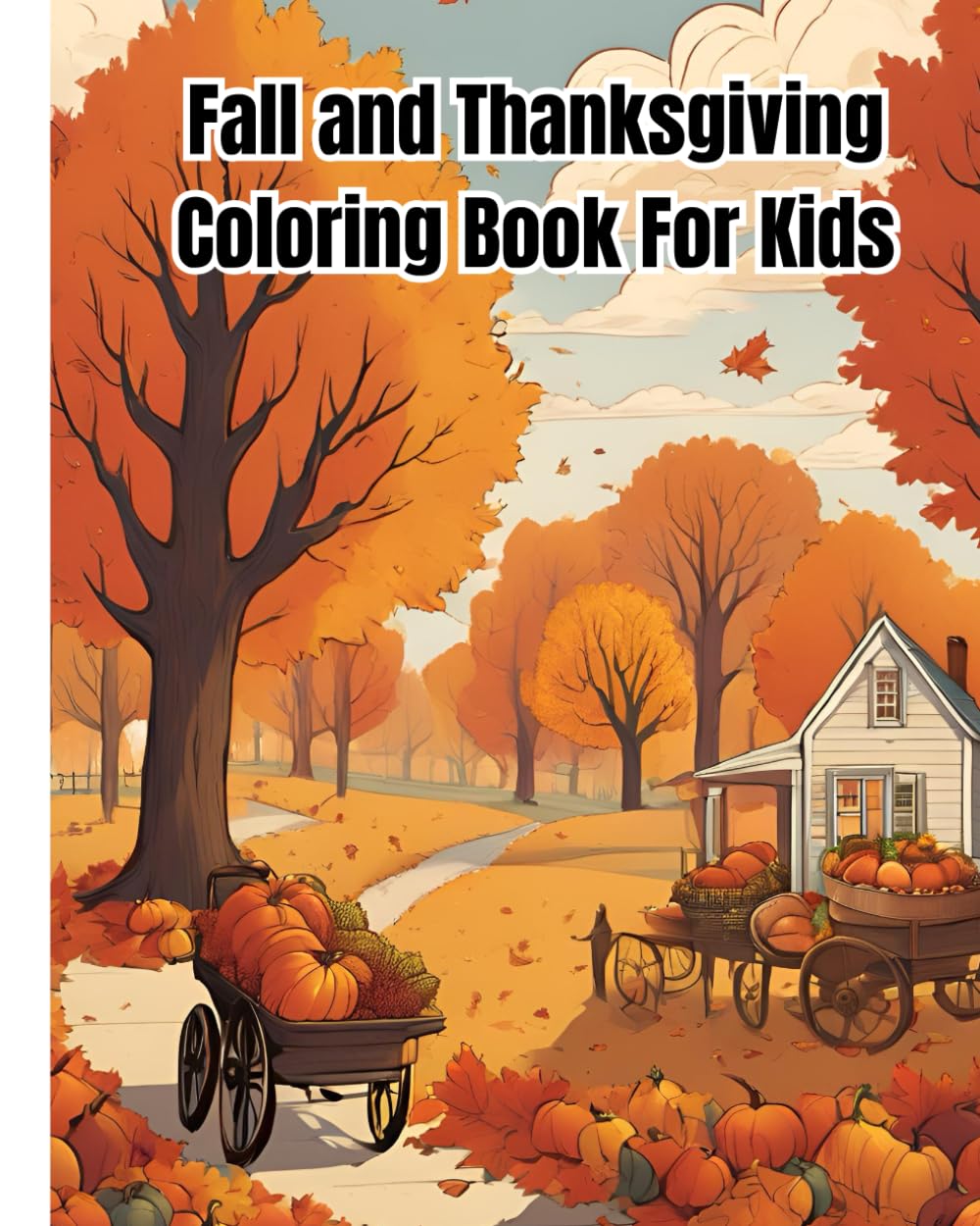Fall and Thanksgiving Coloring Book For Kids: Fun and Easy Thanksgiving Coloring Pages With Fall Harvest, Turkeys, Pumpkins / Gift For Girls, Boys