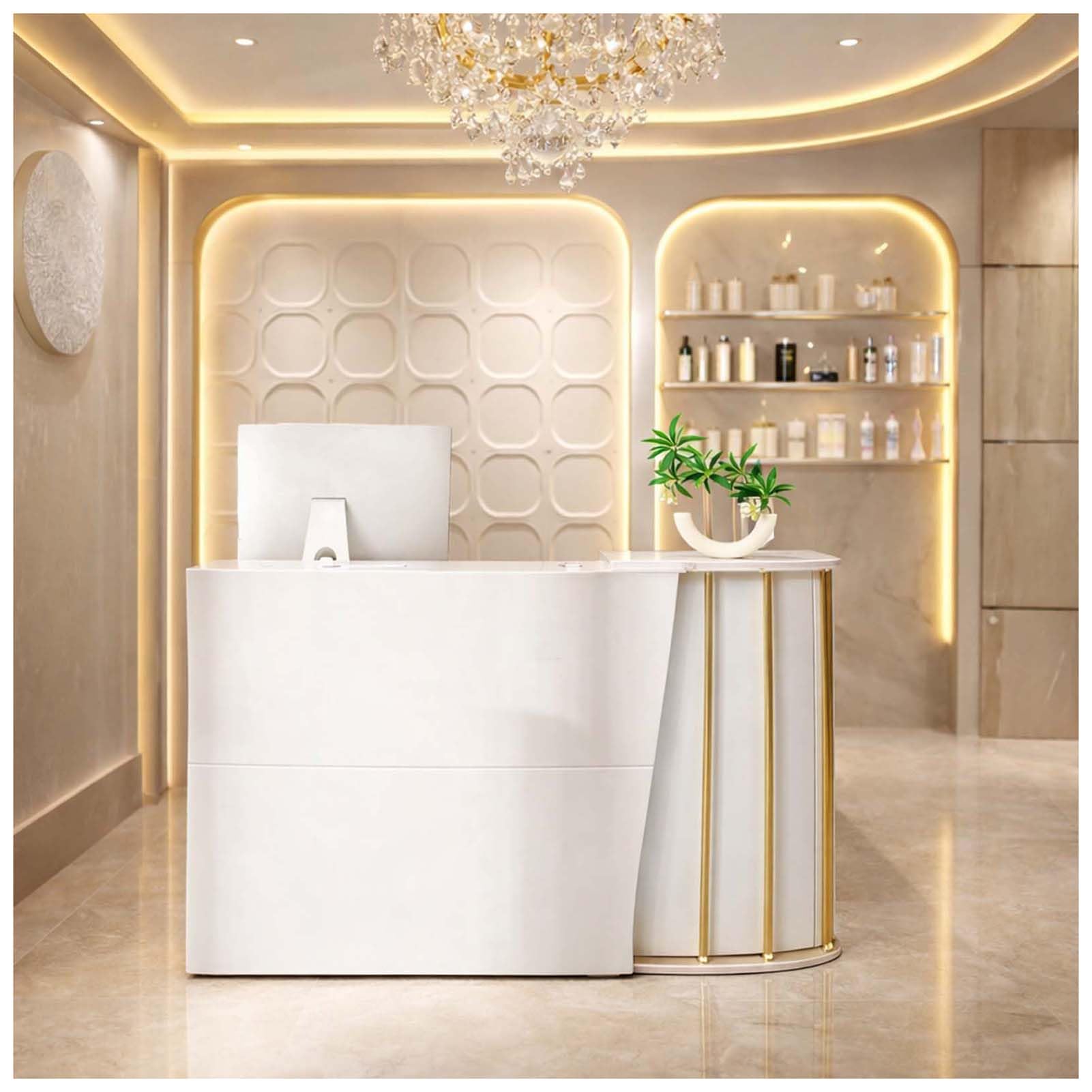 Bancone Reception, Bancone Bar Reception Estetica Banco Reception Bancone Negozio Bancone Cassa Bianco 100cm