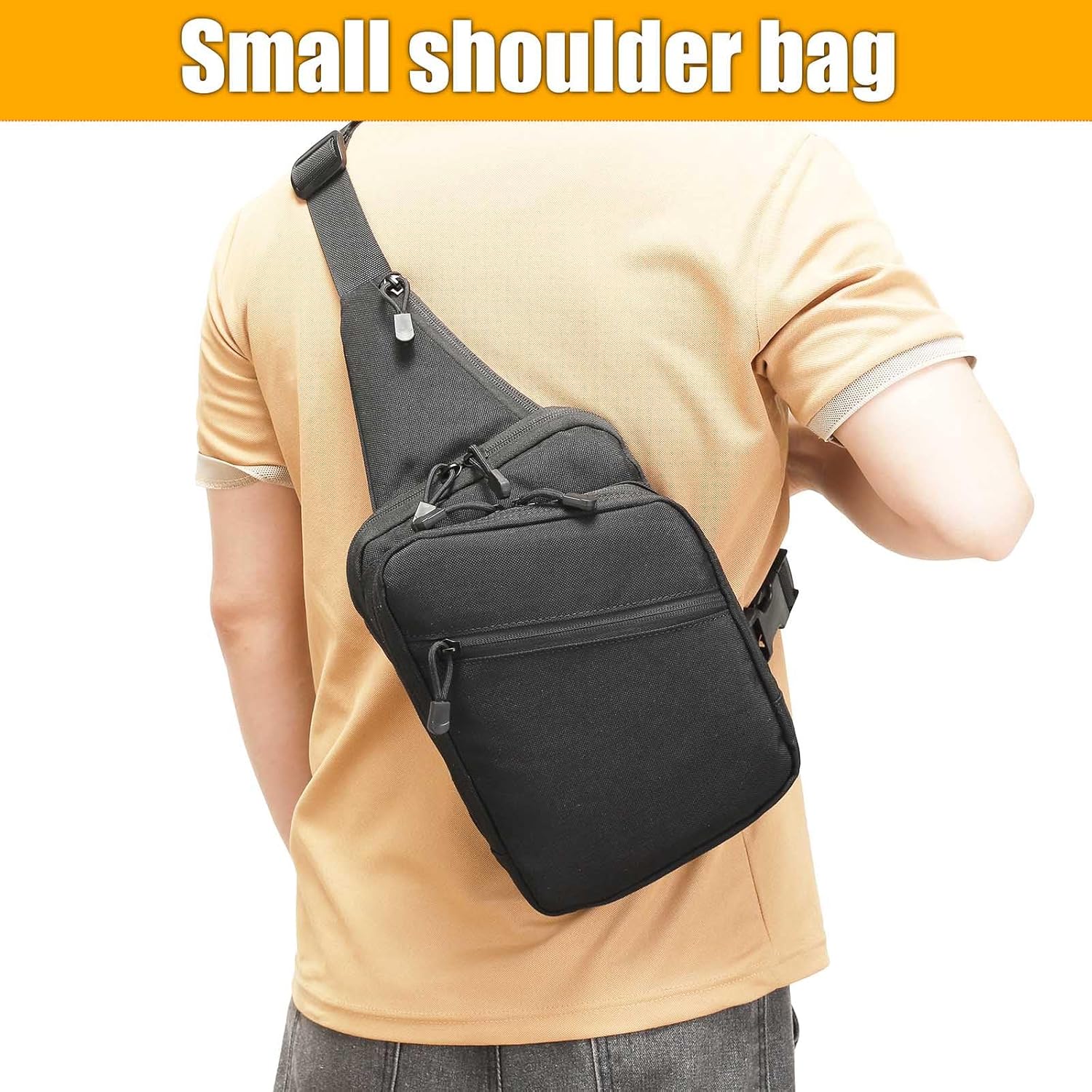 Concealed Carry Sling Bag for Men, Small Gun Backpack Chest Daypack EDC Shoulder Bag Crossbody CCW Range Bags of Handgun Travel Sports Hiking Black - Image 3