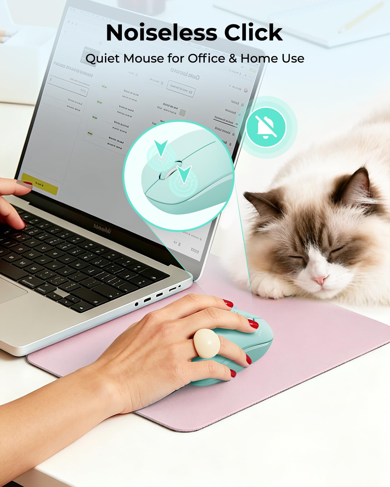 seenda Wireless Mouse for Laptop, 2.4G Noiseless Computer Mouse,Mint Green — Amazon image 5