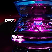 Vista 9 de OPT7 Aura Engine Bay - Kit de luz LED RGB con control remoto, 4 tiras de luz impermeables de 12 pulgadas para debajo del capó, modo multicolor