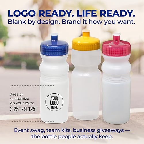 Miniatura 8 de Rolling Sands Botellas de agua deportivas de 20 onzas fabricadas en Estados Unidos, paquete de 6 botellas deportivas en blanco sin BPA para equipos