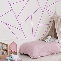 Vista 5 de Calcomanía de pared dorada y plateada, calcomanía de pared de línea geométrica, calcomanías de pared metálicas para despegar y pegar, calcomanía