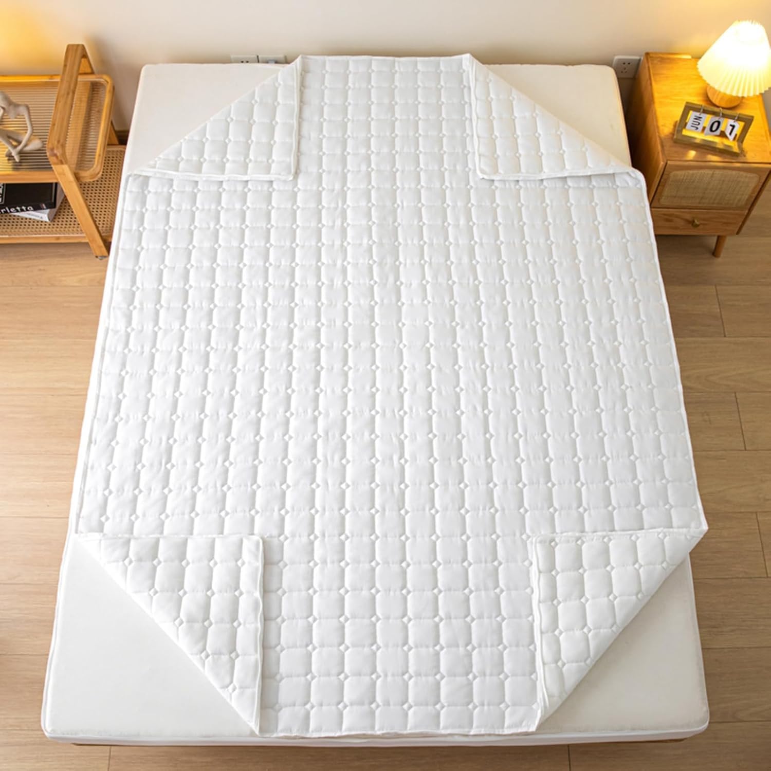 Fundas Colchon Acolchado Protector Colchón 150x200 135x190 105x190 180x200 con Cremallera Personalizable Transpirable Cubrecolchón Lavable(Blanco,160x200x20cm)