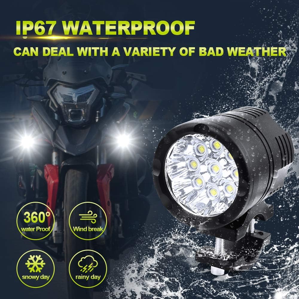 90W Motorcycle Bicycle DRL Daytime Running Lights, Universal Extra Motorbike Lights 12V-60V Fog Lamps For ATV Tractor Truck Car Auxiliary Lights White Beam