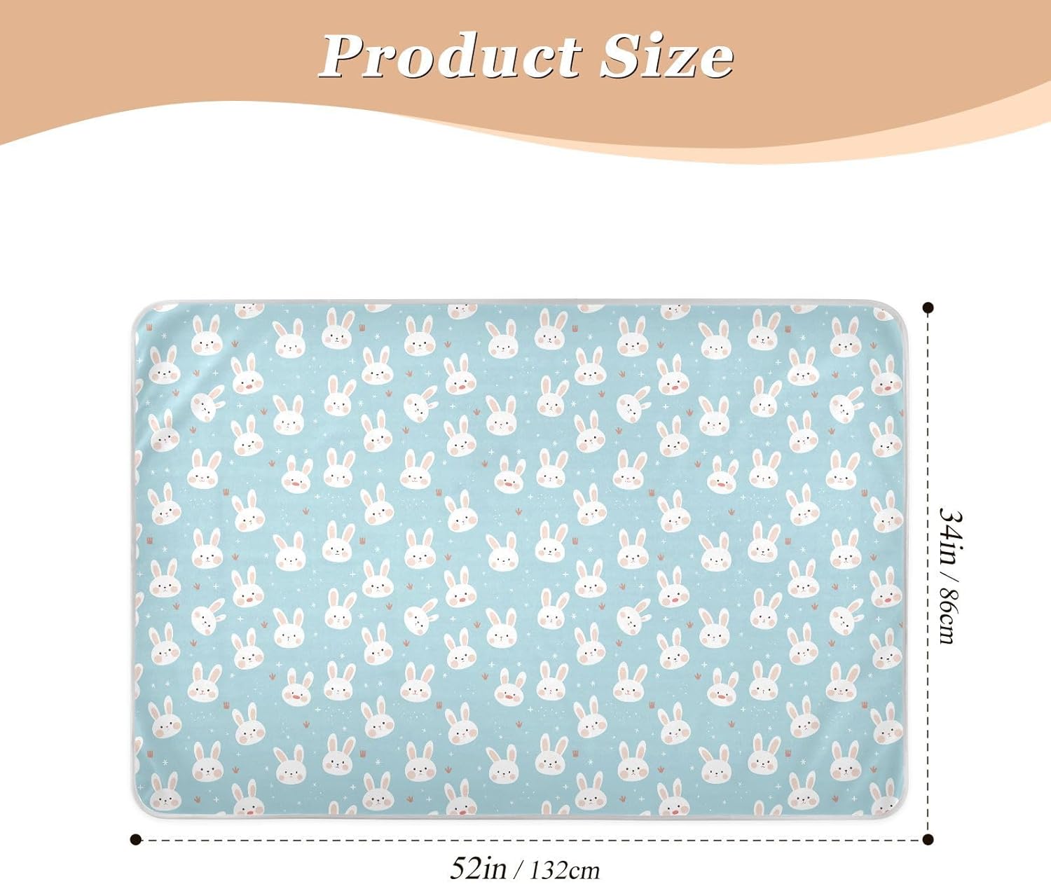 Cute Bunnies Blue Extra Large Resuable Potty Training Pad Waterproof Washable Bed Pad Portable Incontinence Pads for Kids Bedwetting , 52" L x 34" W