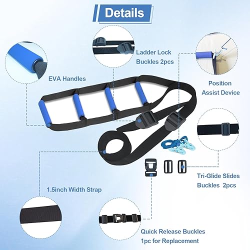 Miniatura 3 de Escalera de cama para personas mayores, asistencia de dominadas con asas antideslizantes y altura ajustable, ayuda de movilidad resistente para