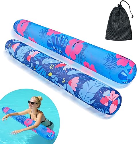 Miniatura 9 de Fideos inflables para piscina, paquete de 2 de tela suave de secado rápido cubiertos, fideos flotadores grandes para piscina, flotadores premium