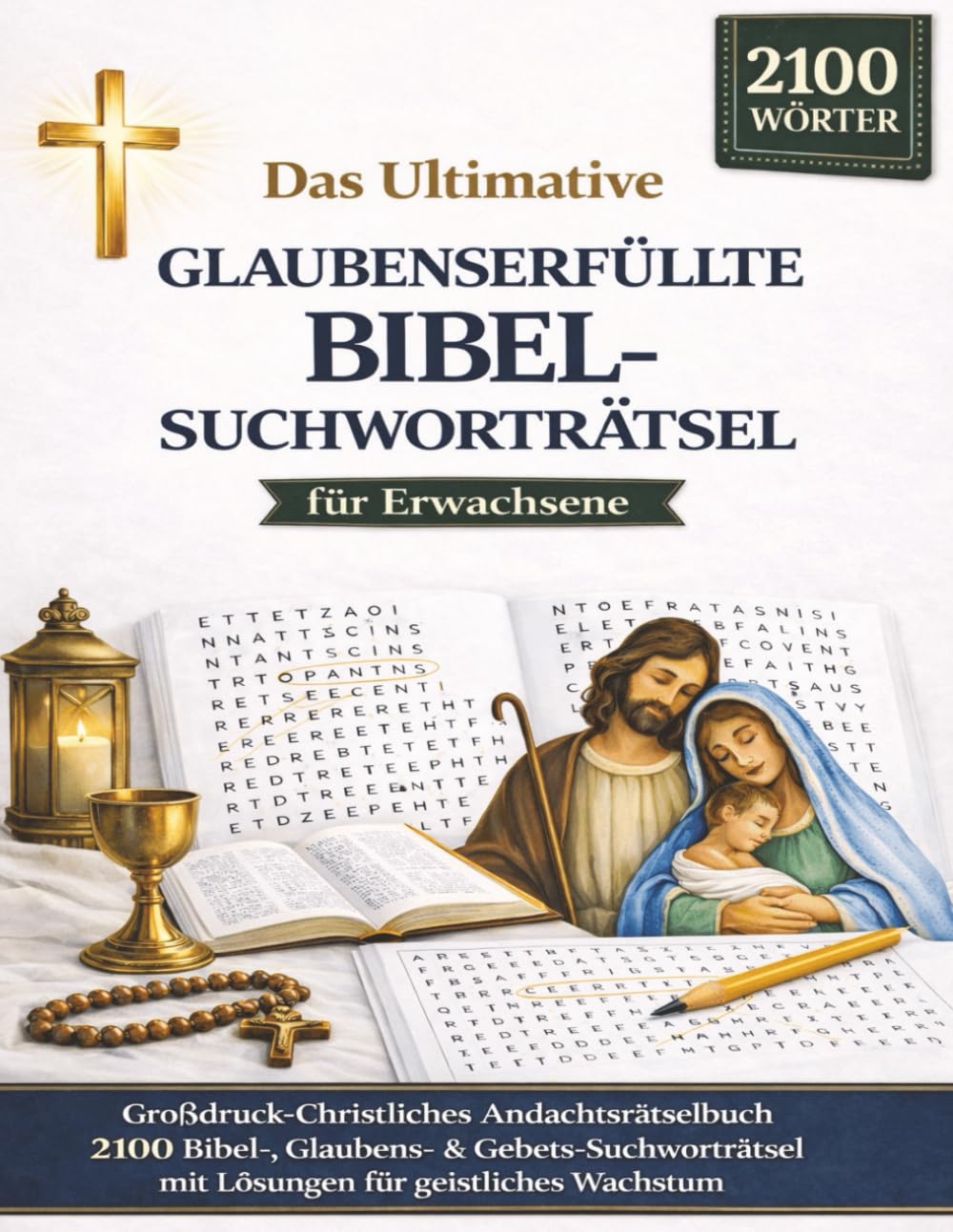 Das ultimative glaubensstarke Bibel-Worträtsel für Erwachsene: Großdruck Christliches Andachts-Rätselbuch | 2100 Bibel-, Glaubens- und Gebets-Wortsuche mit Lösungen