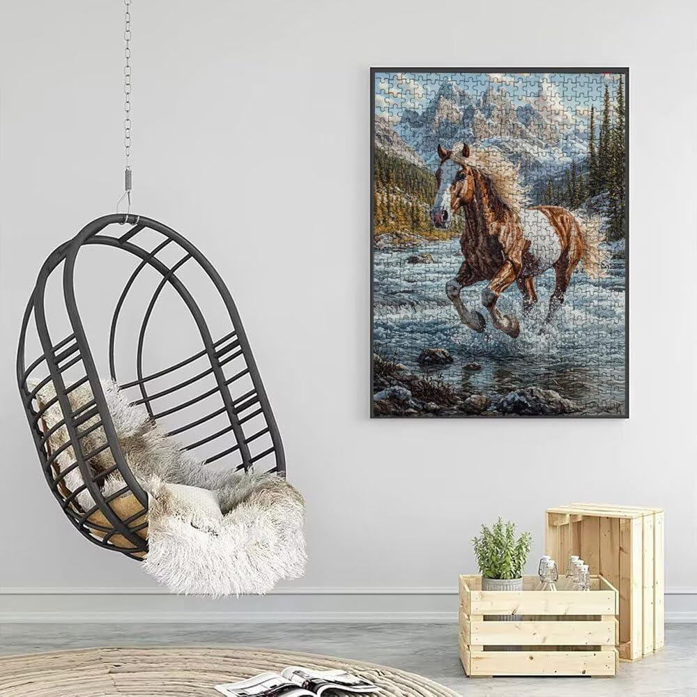 Puzzle 3000 Pezzi, Fiume Cavallo 3D Puzzle per Adulti Impegnativo, Educa Puzzles Artistico, Divertente E Stimolante Puzzles Decorativo per La Famiglia, Regalo e Decorazione Pareti DX0YL6-614