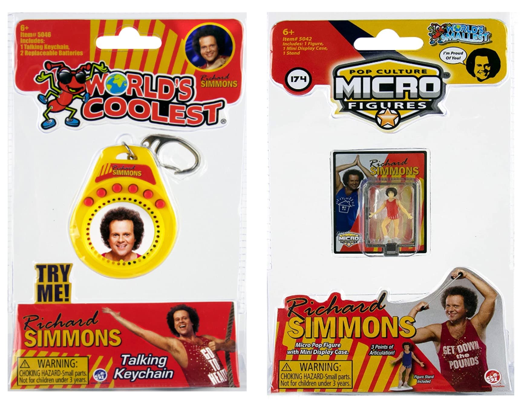 Worlds SmallestRichard Simmons Pop Culture Micro Figure and Coolest Richard Simmons Talking Keychain - Bundle Set
