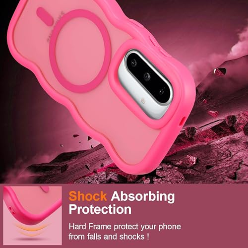 UEEBAI Coque Magnétique pour Samsung Galaxy A57 5G Compatible avec Recharge sans Fil, Wave Frame Étui en Silicone Liquide, Housse de Protection Bumper Cover Case avec Anti-Rayures, Rouge Rose - 6