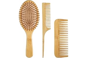 Natural Bamboo Hair Brush and Comb Set: Gentle Scalp Care for All Hair Types