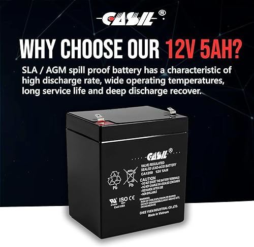 Miniatura 6 de Casil Batería de repuesto de 12 V 5 AH compatible con la batería eléctrica Razor E125 E150, paquete de 2