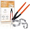 80PCS 3 Size Single Ear Hose Clamps Stainless Steel with Ear Clamp Pliers, 1/2'', 3/4'', 1'' Stepless Cinch Rings Crim Assortment Kit DD029