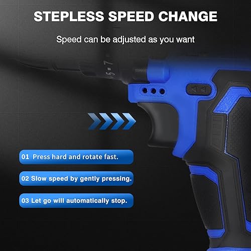 Miniatura 6 de Juego de taladro eléctrico inalámbrico de 21 V, 26 unidades, con pilas, 25+1 martillo de torsión, portabrocas de 3/8 pulgadas, luz LED de 2